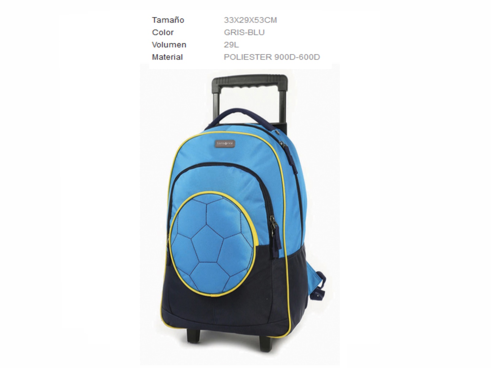 MOCHILA DE CARRITO KICK BLU/MARINO/AMARILLO 737004058       