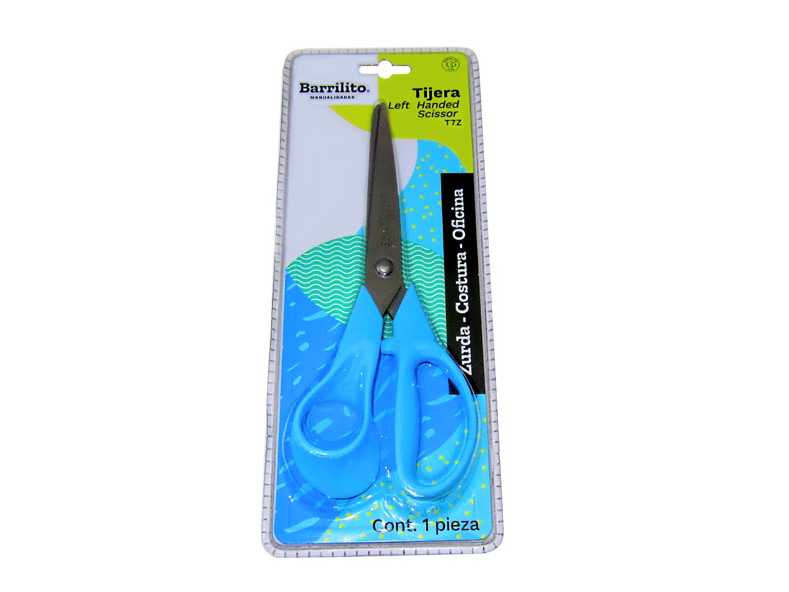 TIJERA ACERO INOXIDABLE ZURDO T7Z 17.8 CMS BARRILITO        