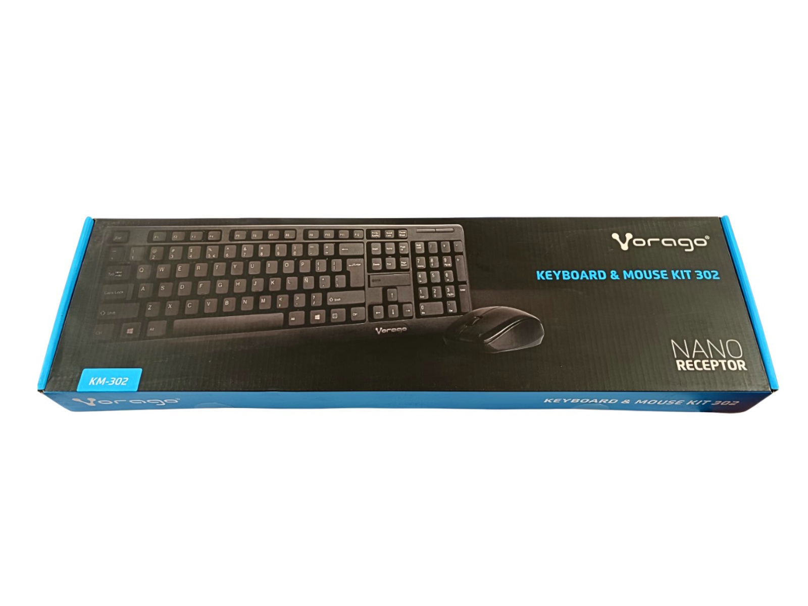 KIT TECLADO Y MOUSE INALAMBRICO KM-302 VORAGO NEGRO         