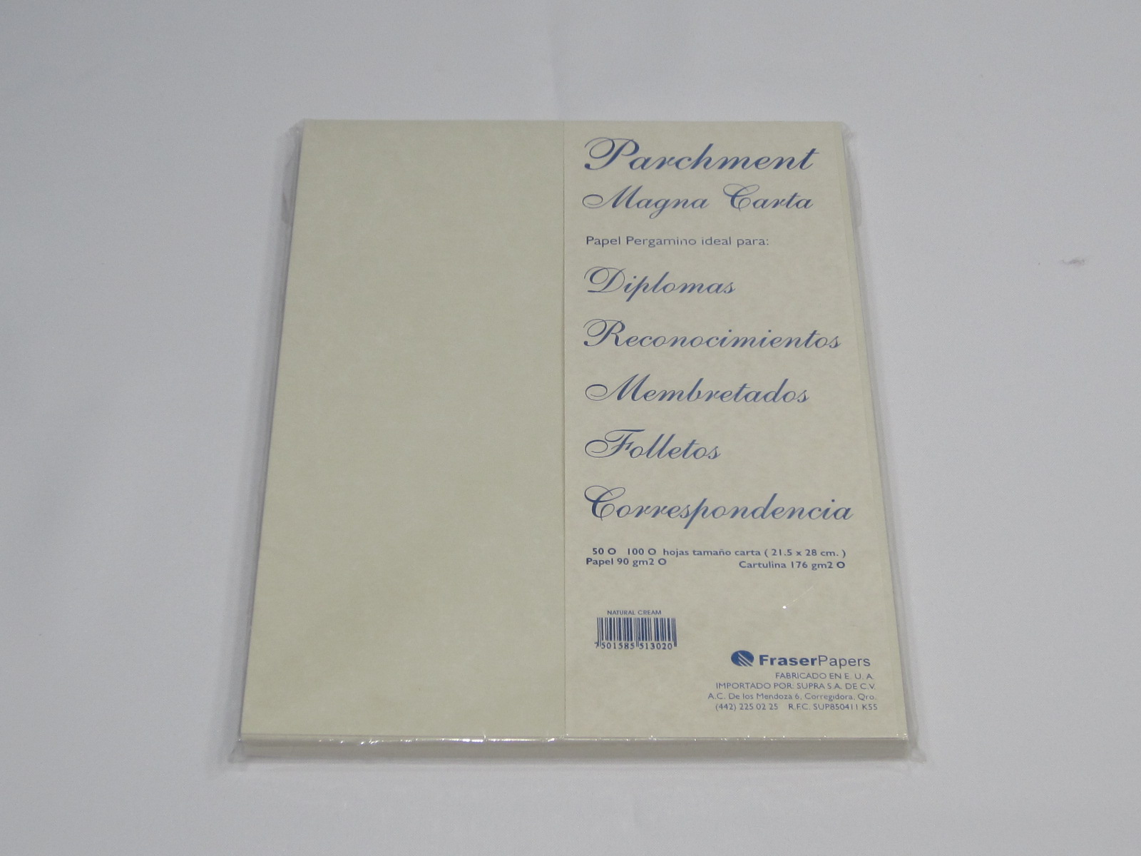 PAPEL MAGNA 90GRS. T/CTA NATURAL CREAM PAQ C/100            