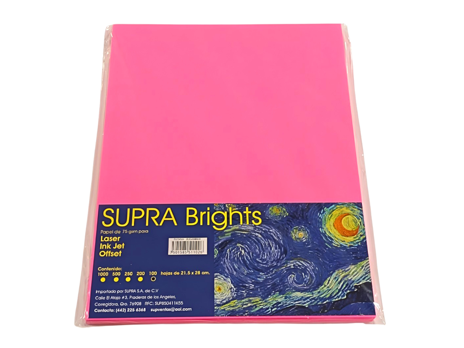 PAPEL BRIGHTS 75GRS. T/CTA FUCHSIA PAQ C/100                