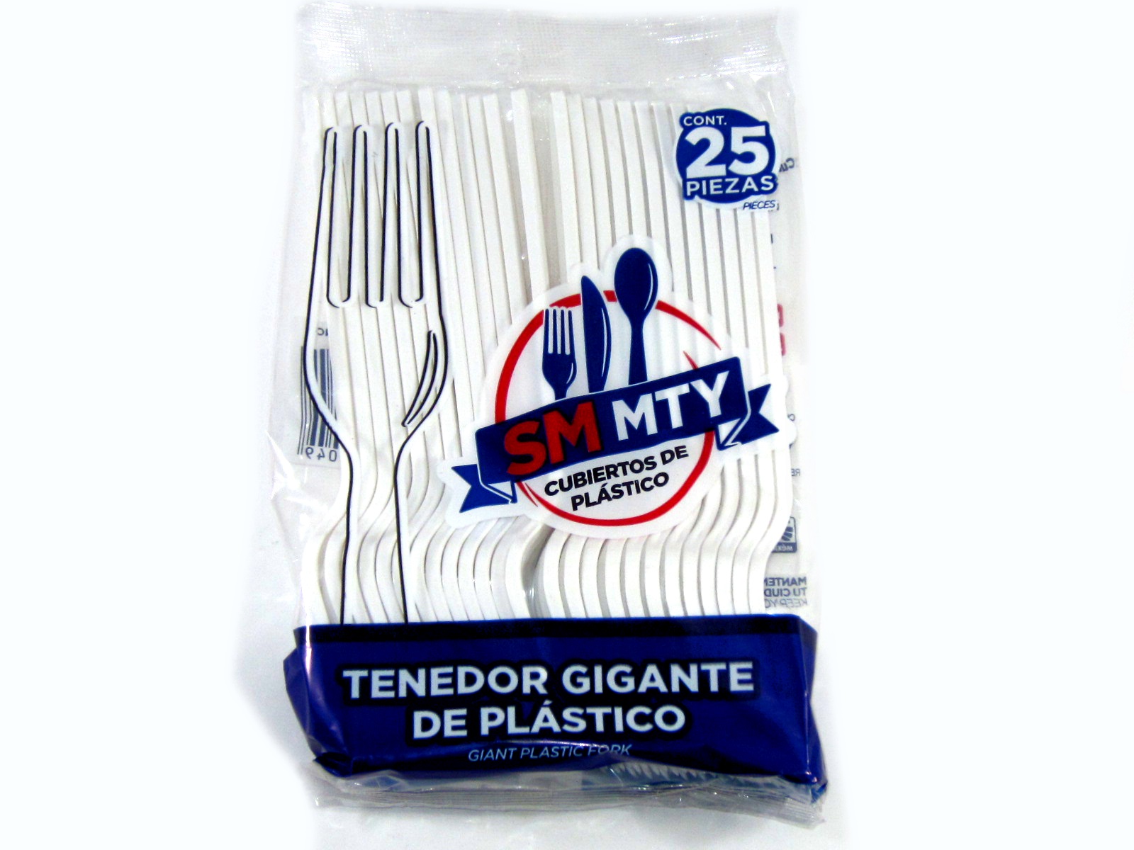 TENEDORES DE PLASTICO MEDIANO BLANCO C/25                   