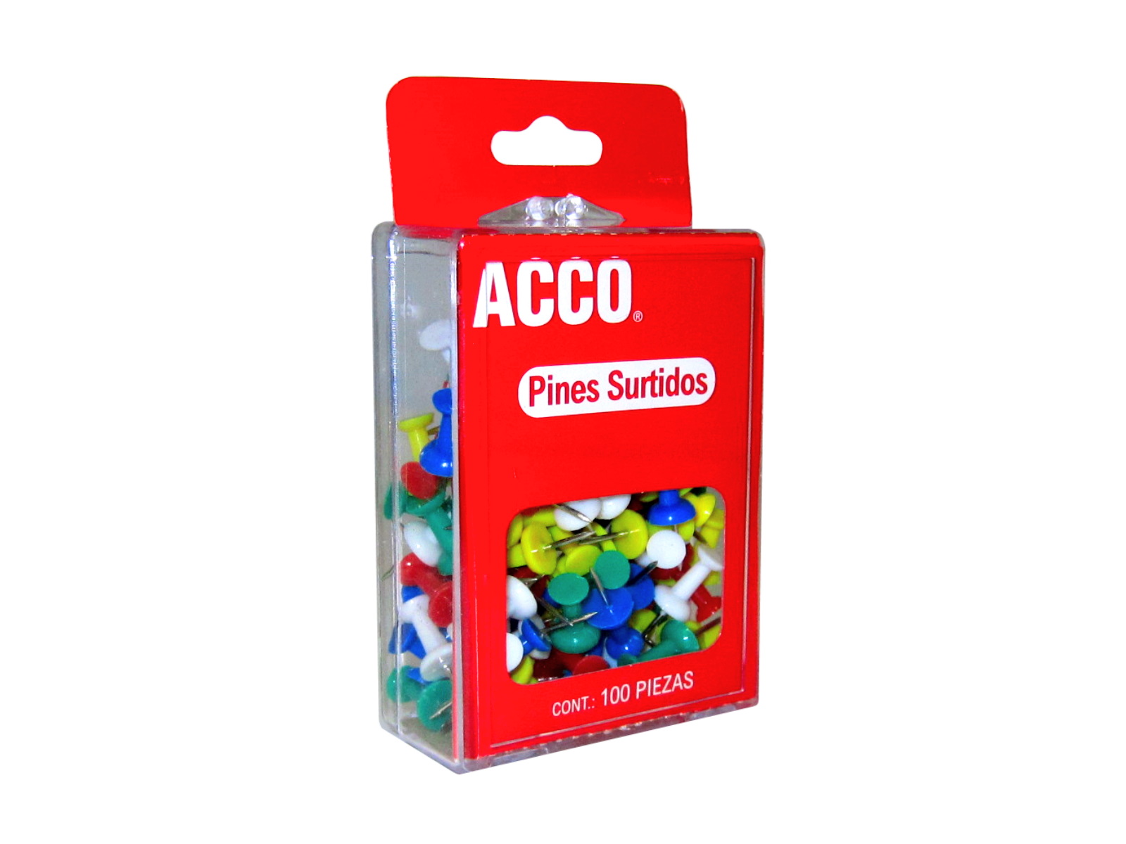 ALFILER C/CABEZA DE BARRIL PINS COLORES C/100 P1167 ACCO    
